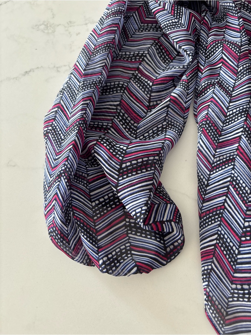 Daisy Fuentes Navy & Purple Printed Long-Sleeve Blouse - Picture 3 of 7